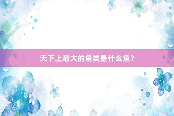 天下上最大的鱼类是什么鱼？